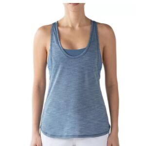 Lululemon Size 6 Glide and Stride Tank Heathered Blue Running Workout Top